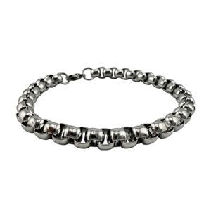 Stainless Steel Rolo Link Unisex Classic Silver Tone Chain 7.5” Bracelet